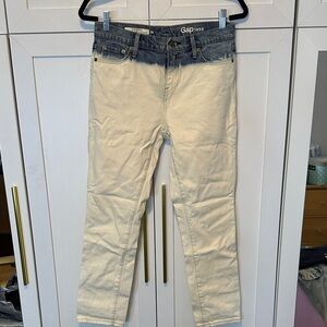 GAP Women's Two-Tone Straight Leg Jeans - Blue and Cream